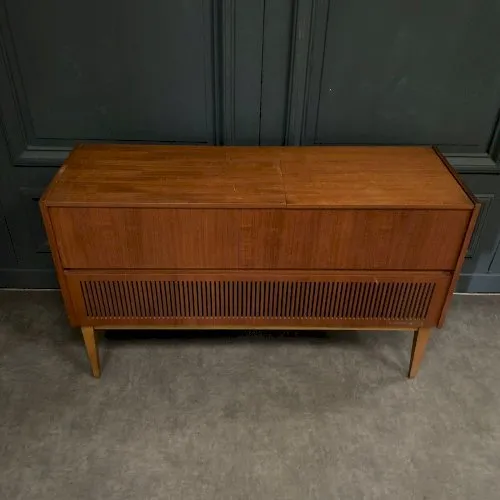 Meuble Hifi en teck avec platine Nordmende 1960 L7173