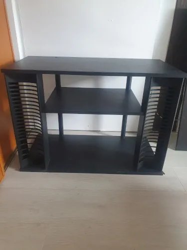 Meuble TV/rangement/CDs vintage noir (80 cm x 56 cm x 40 cm), 3 étagères