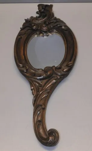 - MIROIR FACE A MAIN BOIS STYLE ROCAILLE LOUIS XV Gravé L DEFAYE au dos   D