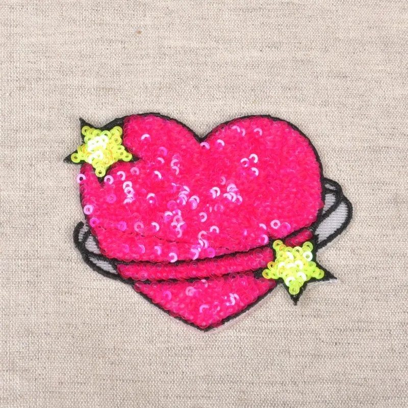 Motif coeur etoile Fuchsia -