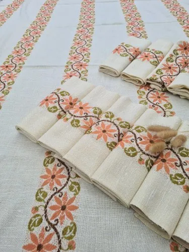 Nappe et serviettes vintage 12 couverts