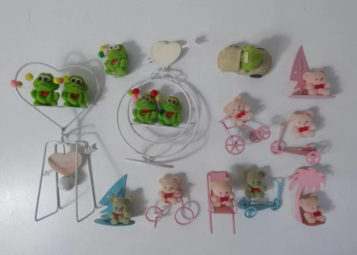 ours floqués Fuzzy Bear lot vintage mouvement perpétuel