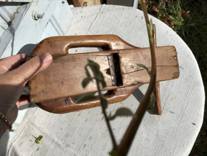OUTIL ANCIEN RABOT EN BUIS ARTISANAL RABOT À POIGNÉES OUTIL DE LUTHIER PLANE