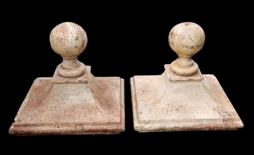 Paire Chapiteau Chapeau De Pilier Poteau Ancien Fonte/Architecture Ancienne