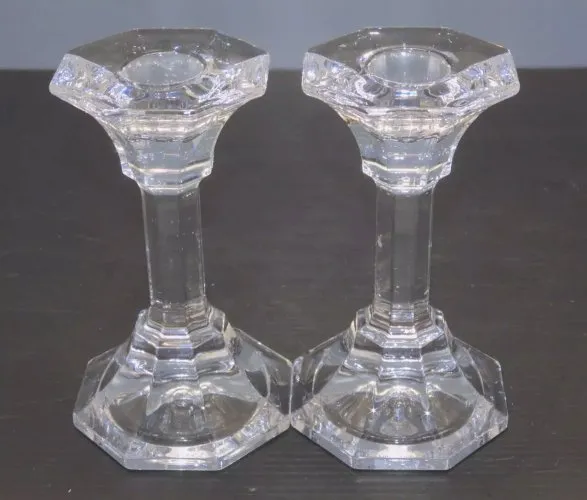 - PAIRE de BOUGEOIRS CRISTAL VILLEROY & BOCH INCOLORES déco TABLE BOUGIES  D