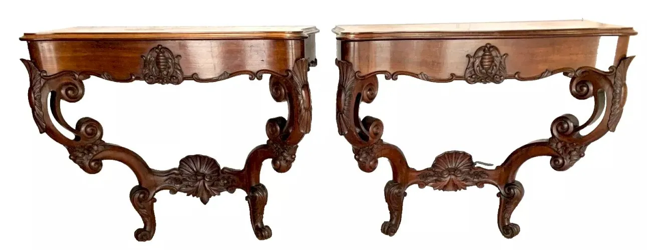 Paire de consoles Louis Philippe en acajou XIX siècle