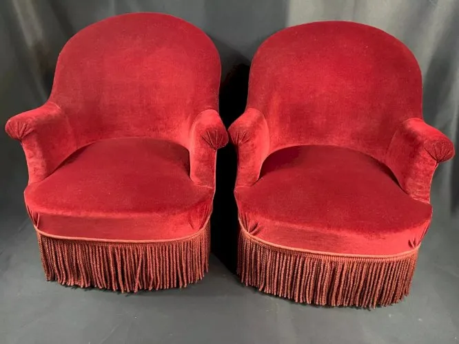 Paire de fauteuils crapaud de style Napoléon III