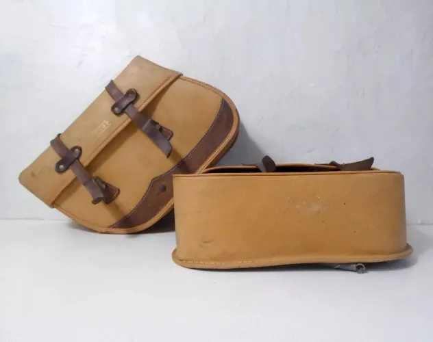 paire de sacoches en cuir ARMOR Vintage pour vélo vespa solex mobylette