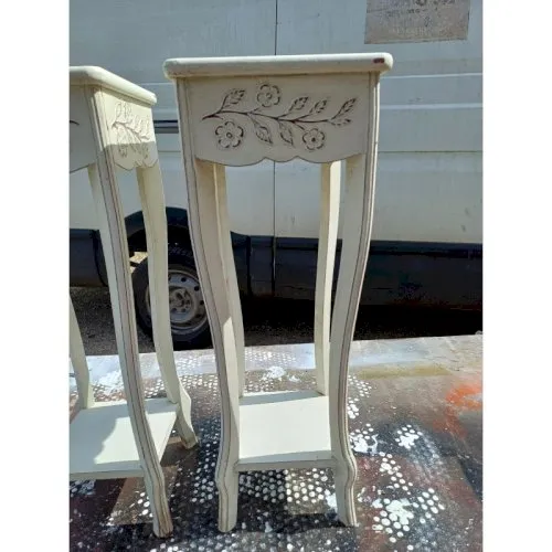 Paire de Selettes en Bois cérusé Créme