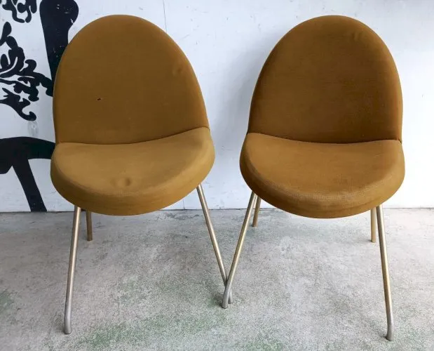 Paire de SIEGES de Salon STEINER Tissus Design 1950 Mobilier Vintage Chaises MAG