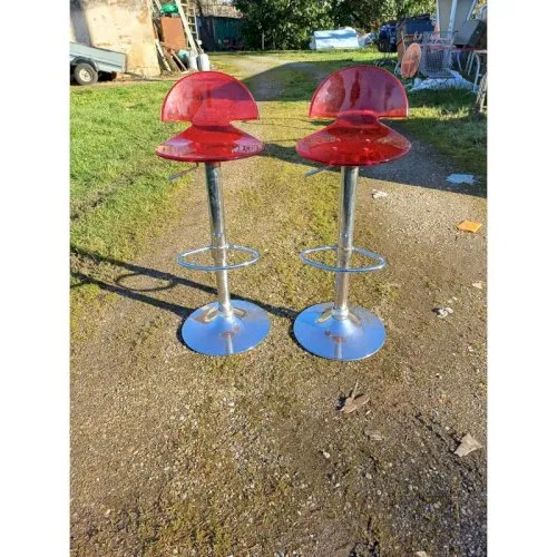 Paire de Tabourets Vintage Chrome et Plastic