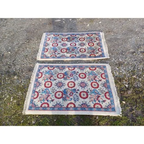 Paire de Tapis Persan Afir laine noué Main