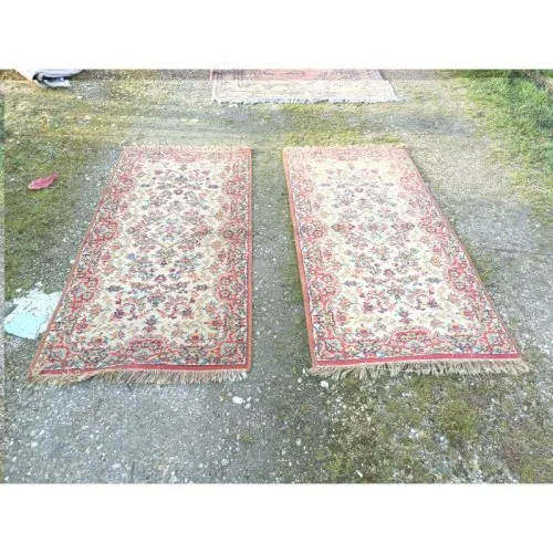 Paire de Tapis Persan Kirman laine noué Main
