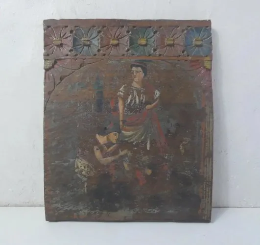 panneau de charrette sicilienne bois sculpté folk art XIX ème art populaire