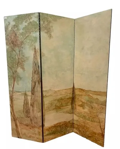 Paravent a trois feuilles peintes XX siècle