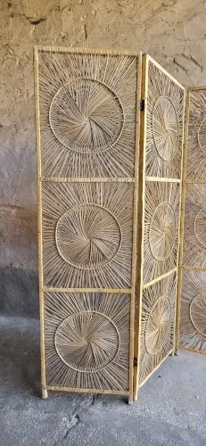 Paravent Sunburst en Rotin 1960s