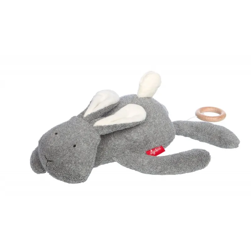 peluche musical sigikid rabbit grey