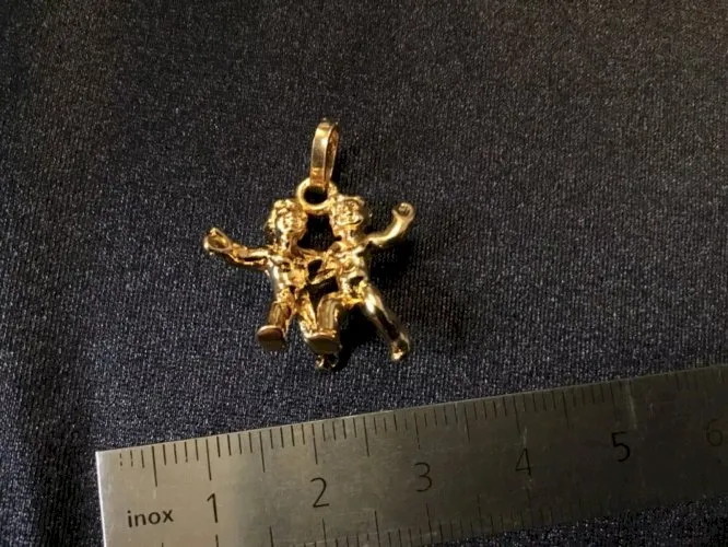 Pendentifs vintage Plaquée or signes astrologique gémeaux