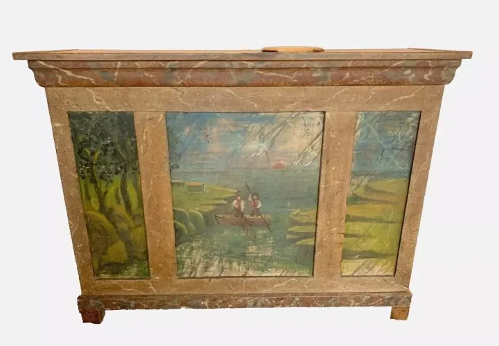 Petit comptoir de style Flament en sapin patiné XX siècle