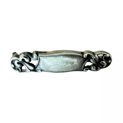 Petite broche 1900 Art Nouveau vintage ancien unisexe Florale Argent Sanglier