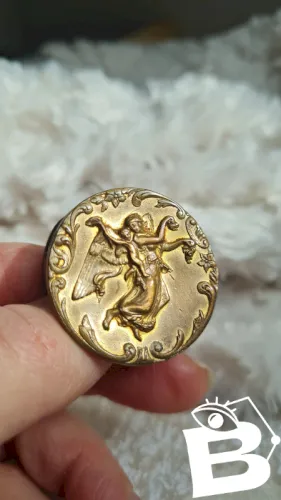 Pince à foulard ancienne avec deux Anges en laiton style baroque