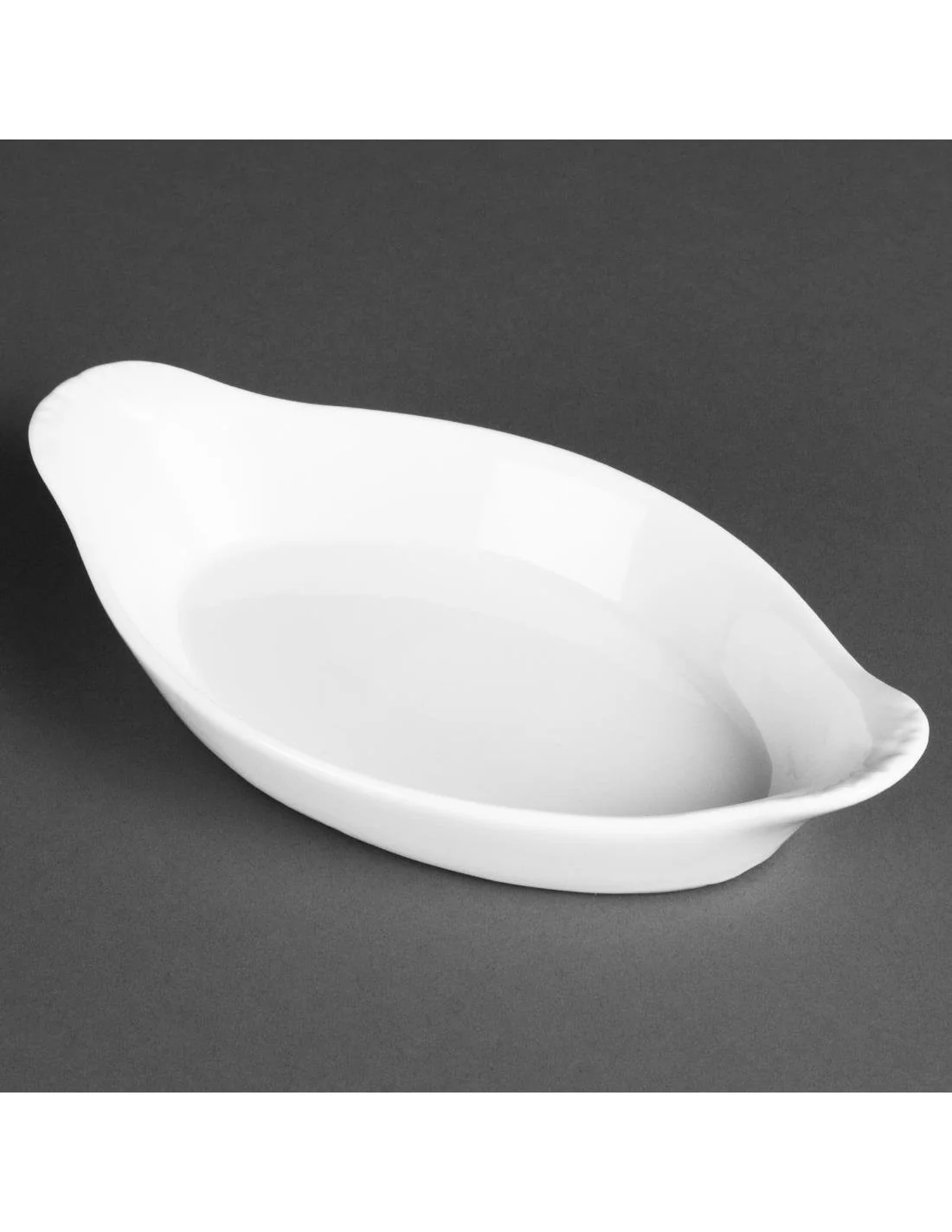 Plats ovales à oreilles blancs 204 x 115mm Olympia (Lot de 6)
