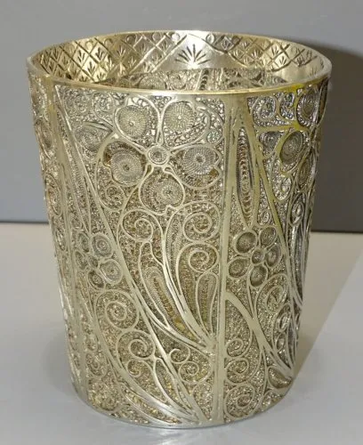 - POT ARGENT Testé GRANDES ARABESQUES & FILIGRANES POT A CRAYONS COLLECTION  D