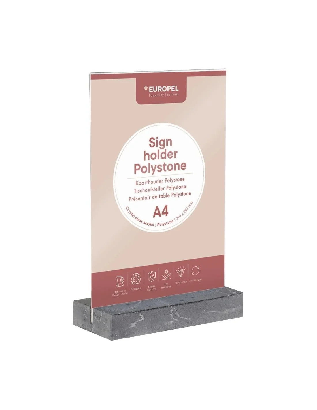 Présentoir de table Europel A4 polystone anthracite