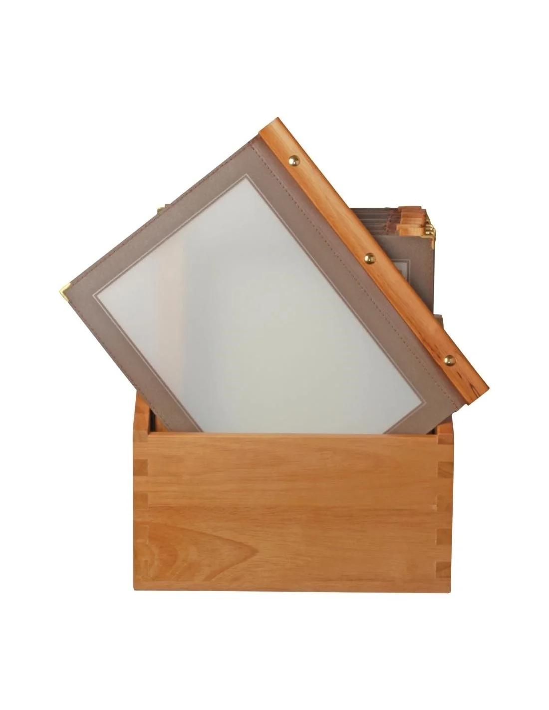 Protège-menus cadre en bois Securit A4 marron (Lot de 20)