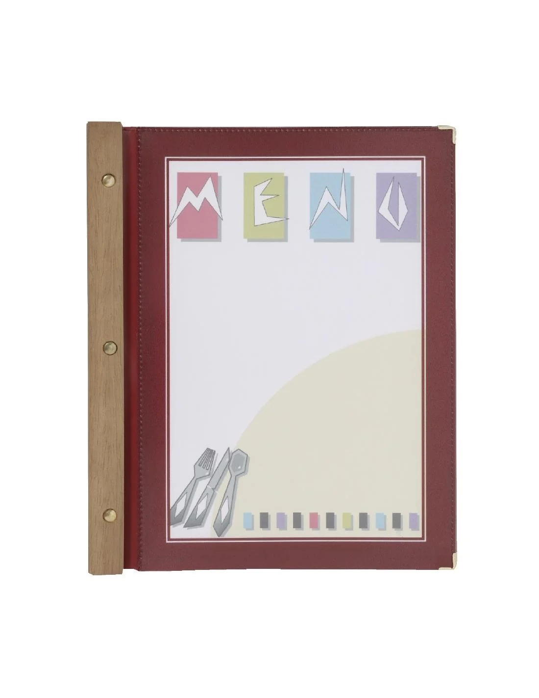 Protège-menus en bois Securit rouge foncé A4