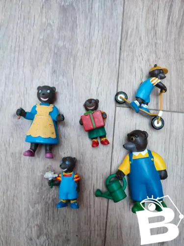 rare lot de 5 petites figurines des annees 90 petit ours brun en bon etat