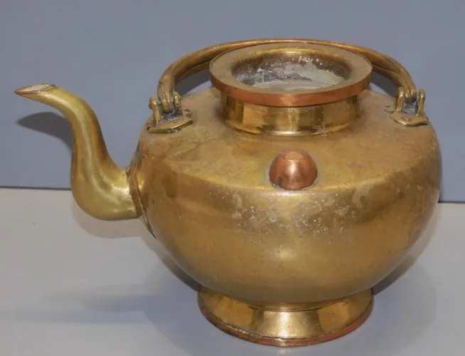 - RARE THEIERE LAITON et CUIVRE CHINE YIXING ? jus de GRENIER COLLECTION déco D