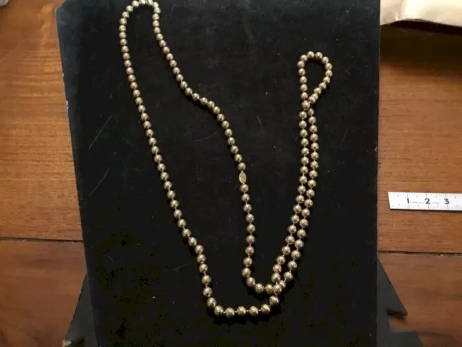 Ravissant Collier Perles Plaqué Or Vintage Rétro Bijou Ancien signée