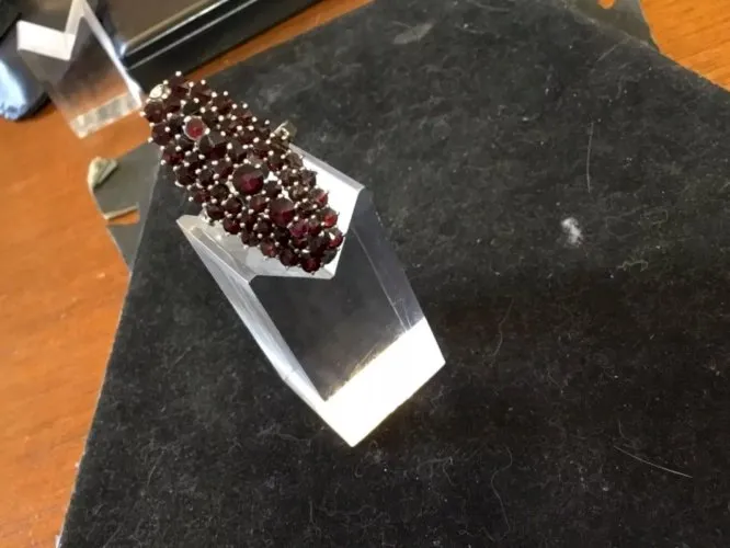 Ravissante BAGUE STYLE ART DECO ARGENT MASSIF 900 GRENATS taille 62,5