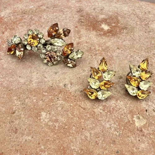 Roger Jean Pierre parure haute couture French Fashion vers 1950 broche et boucle