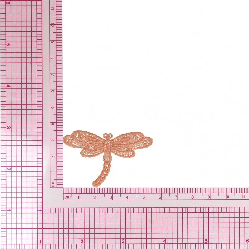 S ecusson libellule dentelle - Corail