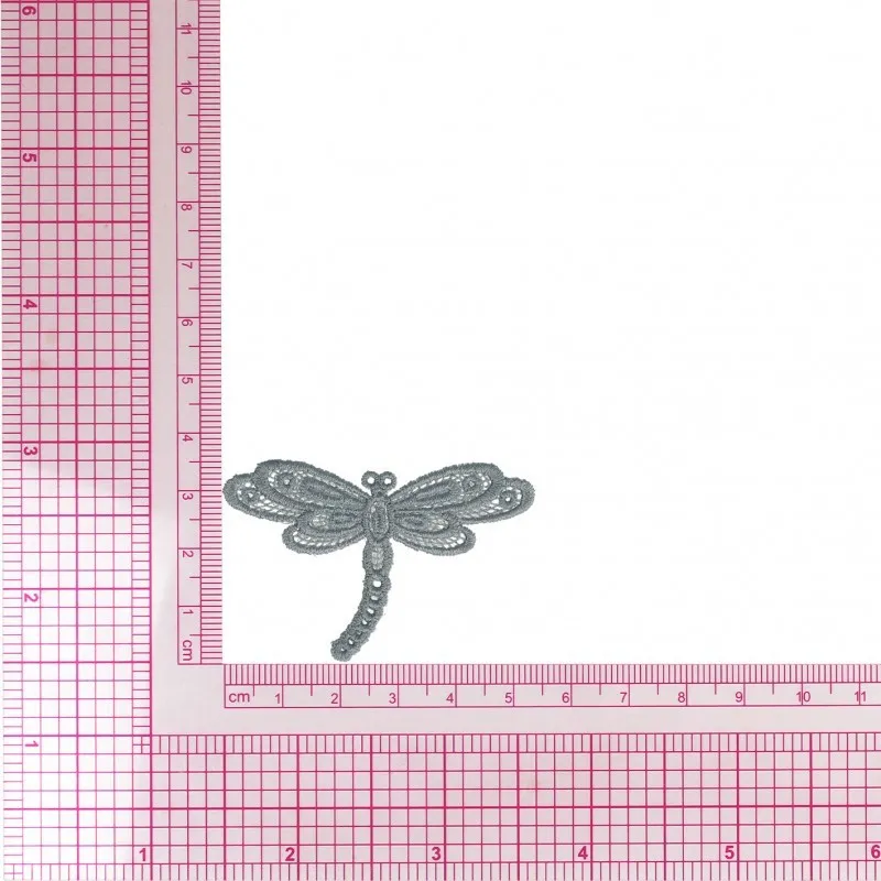 S ecusson libellule dentelle - Gris anodique