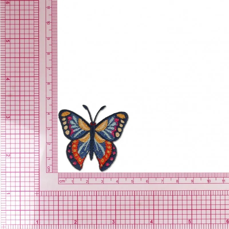 S ecusson papillon - Bleu fushia