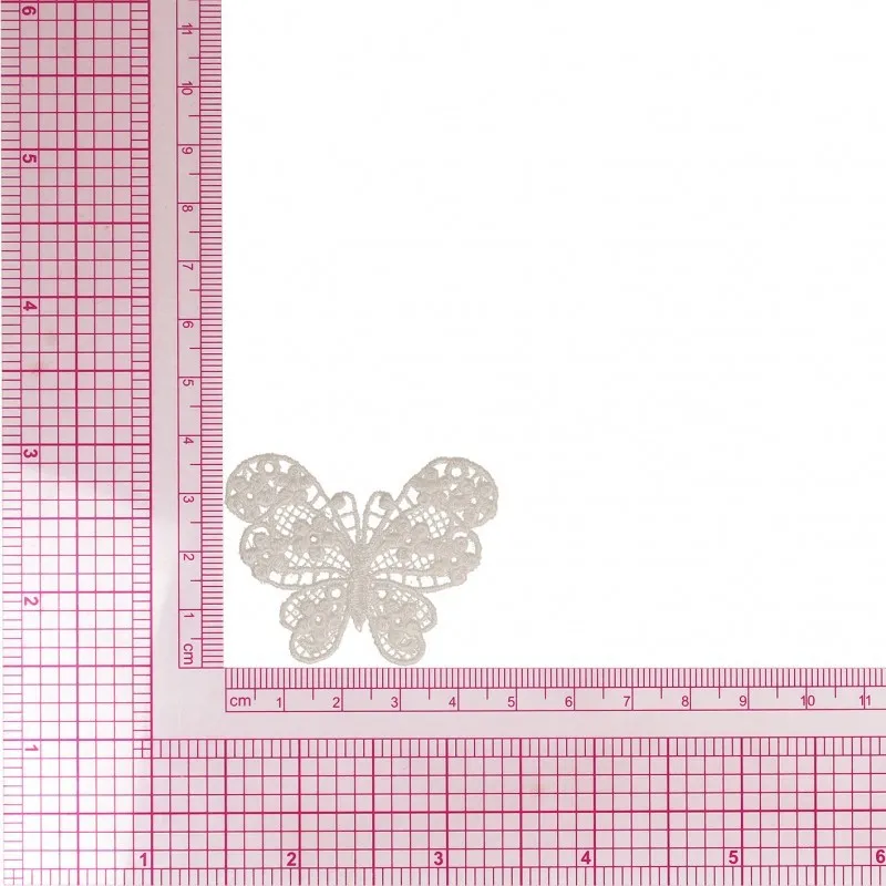 S ecusson papillon dentelle - Blanc