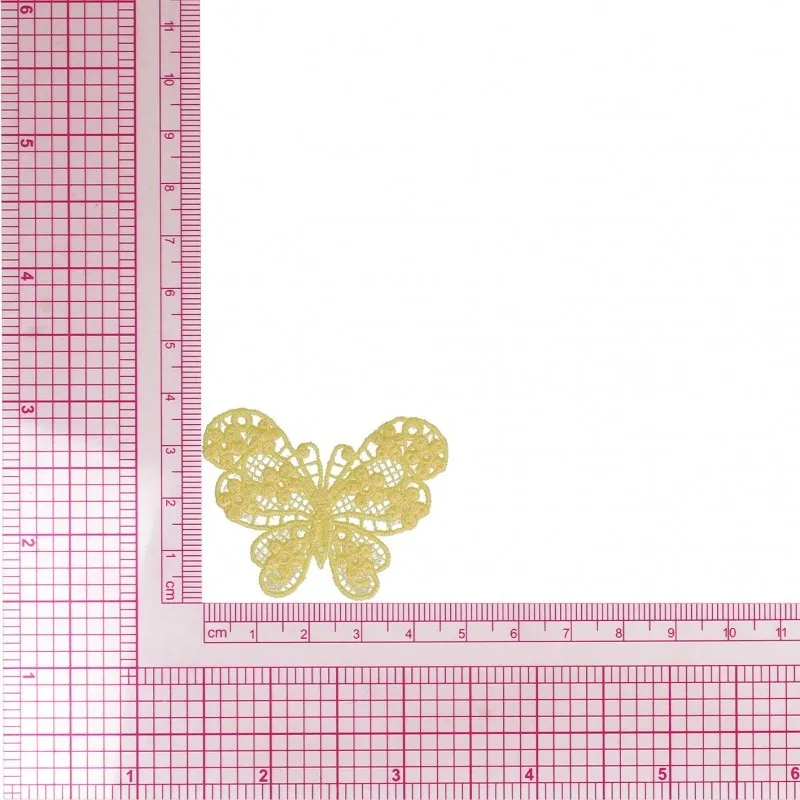 S ecusson papillon dentelle - Jaune