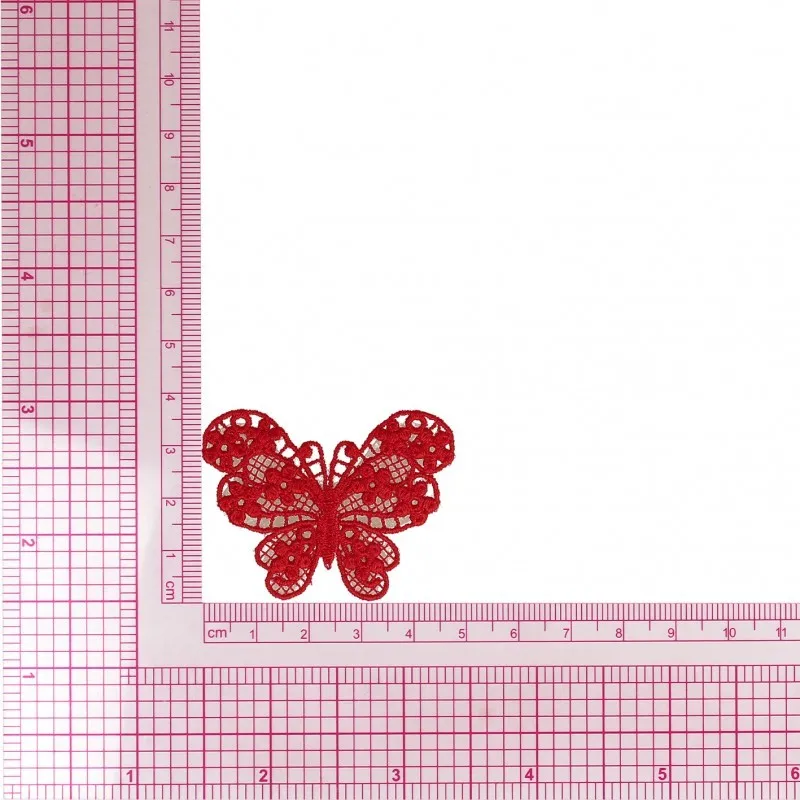 S ecusson papillon dentelle - Rouge