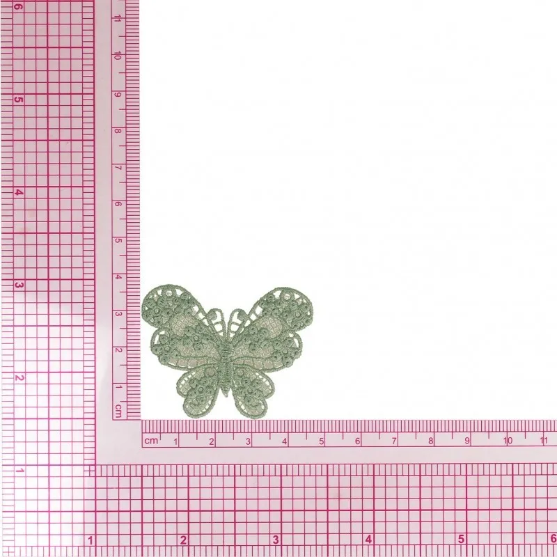 S ecusson papillon dentelle - Vert amande