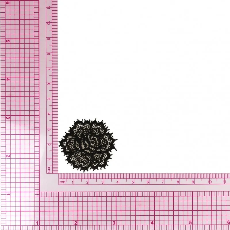 S ecusson rose dentelle - Noir