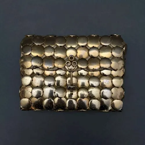 Sac à disques en métal doré style Paco Rabanne XXe M3389