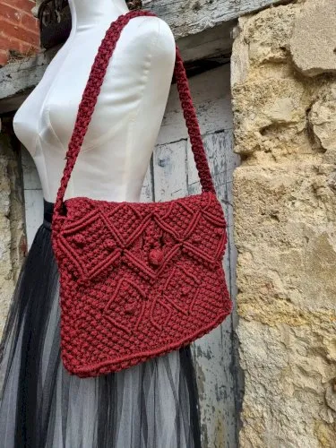 Sac à main macramé vintage 1970
