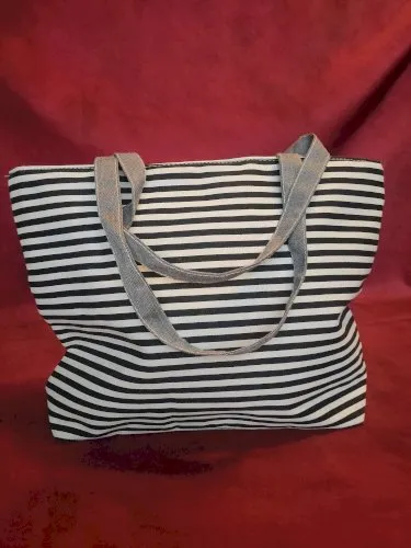 Sac de ville à rayures bleu marine et blanc neuf