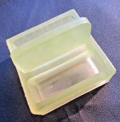 Salière Art Déco en verre jaune ouraline, 2 compartiments, réagit aux UV