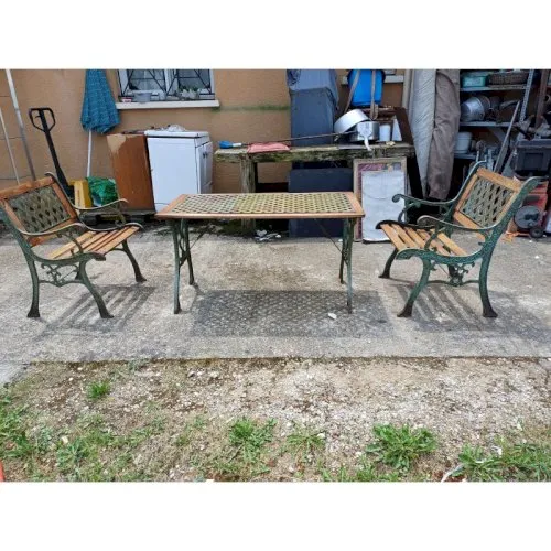 Salon de Jardin en Fonte et Bois 1900