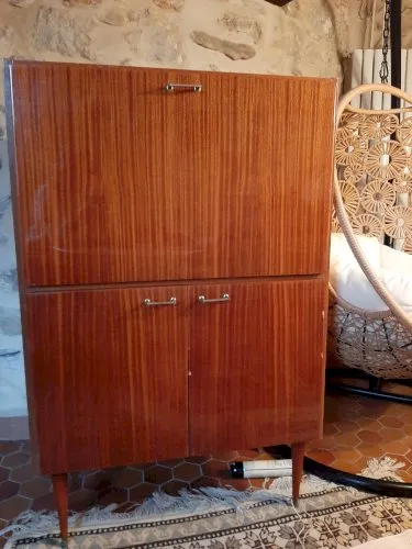 Secrétaire vintage bois plaquage vernis
