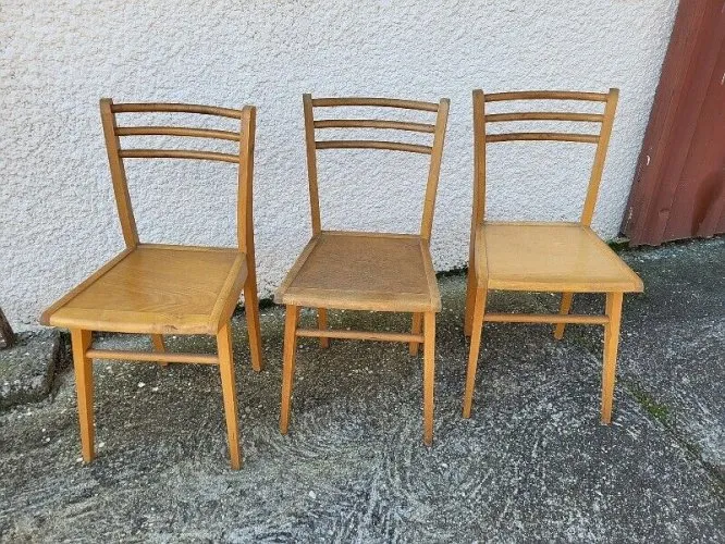 SERIE DE 3 CHAISES BISTROT 1950